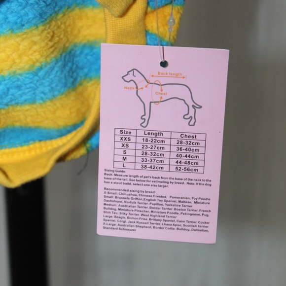 Petcircle Fleece Blue/Yellow Stripe Shirt.  Sz. S - Picture 4 of 5